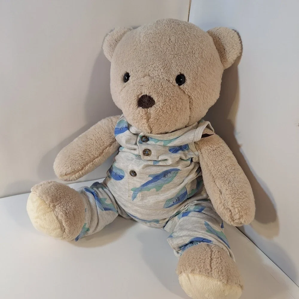 Carter's Tan Soft Plush Teddy Bear w/ Brown‎ White Spots Bow Stuffed Animal 16